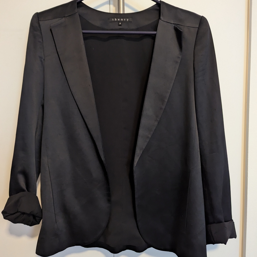 Theory Women's Black Satin Blazer